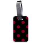 Polka Dots - Burgundy Red on Black Luggage Tag (Two Sides)