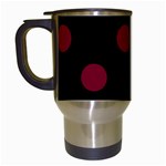 Polka Dots - Burgundy Red on Black Travel Mug (Black)