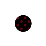 Polka Dots - Burgundy Red on Black 1  Mini Button