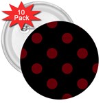 Polka Dots - Burgundy Red on Black 3  Button (10 pack)