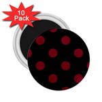 Polka Dots - Burgundy Red on Black 2.25  Magnet (10 pack)
