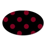 Polka Dots - Burgundy Red on Black Magnet (Oval)