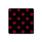 Polka Dots - Burgundy Red on Black Magnet (Square)