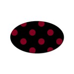 Polka Dots - Burgundy Red on Black Sticker Oval (10 pack)
