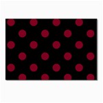 Polka Dots - Burgundy Red on Black Postcard 5  x 7 