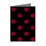 Polka Dots - Burgundy Red on Black Mini Greeting Card