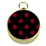 Polka Dots - Burgundy Red on Black Gold Compass