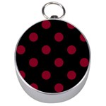 Polka Dots - Burgundy Red on Black Silver Compass