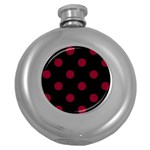 Polka Dots - Burgundy Red on Black Hip Flask (5 oz)