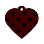 Polka Dots - Black on Bulgarian Rose Red Dog Tag Heart (One Side)