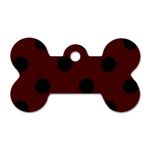 Polka Dots - Black on Bulgarian Rose Red Dog Tag Bone (One Side)