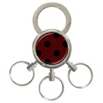 Polka Dots - Black on Bulgarian Rose Red 3-Ring Key Chain