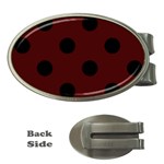Polka Dots - Black on Bulgarian Rose Red Money Clip (Oval)