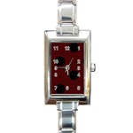 Polka Dots - Black on Bulgarian Rose Red Rectangle Italian Charm Watch