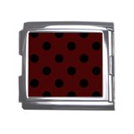 Polka Dots - Black on Bulgarian Rose Red Mega Link Italian Charm (18mm)