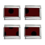 Polka Dots - Black on Bulgarian Rose Red 9mm Italian Charm (4 pack)