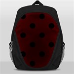 Polka Dots - Black on Bulgarian Rose Red Backpack Bag
