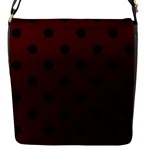 Polka Dots - Black on Bulgarian Rose Red Flap Closure Messenger Bag (S)