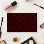 Polka Dots - Black on Bulgarian Rose Red Cosmetic Bag (M)