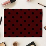 Polka Dots - Black on Bulgarian Rose Red Cosmetic Bag (XL)