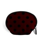 Polka Dots - Black on Bulgarian Rose Red Accessory Pouch (Small)