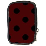 Polka Dots - Black on Bulgarian Rose Red Compact Camera Leather Case