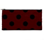 Polka Dots - Black on Bulgarian Rose Red Pencil Case
