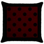 Polka Dots - Black on Bulgarian Rose Red Throw Pillow Case (Black)
