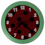 Polka Dots - Black on Bulgarian Rose Red Color Wall Clock