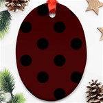 Polka Dots - Black on Bulgarian Rose Red Ornament (Oval)