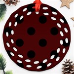 Polka Dots - Black on Bulgarian Rose Red Ornament (Round Filigree)