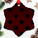 Polka Dots - Black on Bulgarian Rose Red Ornament (Snowflake)