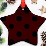 Polka Dots - Black on Bulgarian Rose Red Star Ornament (Two Sides)
