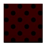 Polka Dots - Black on Bulgarian Rose Red Tile Coaster