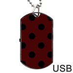 Polka Dots - Black on Bulgarian Rose Red Dog Tag USB Flash (Two Sides)