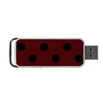 Polka Dots - Black on Bulgarian Rose Red Portable USB Flash (Two Sides)