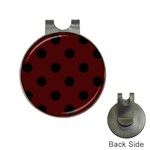Polka Dots - Black on Bulgarian Rose Red Golf Ball Marker Hat Clip