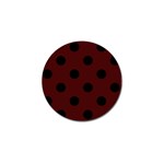 Polka Dots - Black on Bulgarian Rose Red Golf Ball Marker