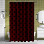 Polka Dots - Black on Bulgarian Rose Red Shower Curtain 48  x 72  (Small)