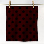 Polka Dots - Black on Bulgarian Rose Red Face Towel