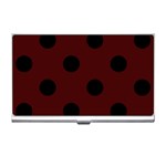 Polka Dots - Black on Bulgarian Rose Red Business Card Holder
