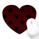 Polka Dots - Black on Bulgarian Rose Red Heart Mousepad