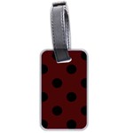 Polka Dots - Black on Bulgarian Rose Red Luggage Tag (Two Sides)
