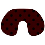 Polka Dots - Black on Bulgarian Rose Red Travel Neck Pillow