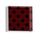 Polka Dots - Black on Bulgarian Rose Red 4 x 4  Acrylic Photo Block