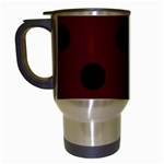 Polka Dots - Black on Bulgarian Rose Red Travel Mug (Black)
