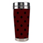 Polka Dots - Black on Bulgarian Rose Red Stainless Steel Travel Tumbler