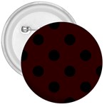 Polka Dots - Black on Bulgarian Rose Red 3  Button