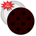 Polka Dots - Black on Bulgarian Rose Red 3  Button (10 pack)