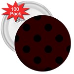 Polka Dots - Black on Bulgarian Rose Red 3  Button (100 pack)